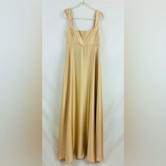 Show Me Your Mumu - Madi Gown Gold Colored Luxe Satin Full Length Medi… - Picture 6 of 12